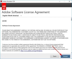 chọn accept cài đặt illustrator cc