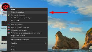 mở file location driver booster 9