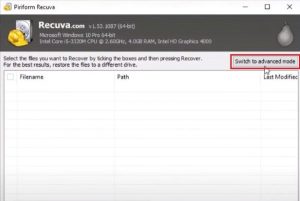 bấm switch to advanced mode