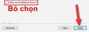 bỏ chọn recuva setup