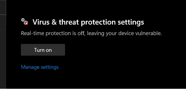 tắt phần mềm windows security