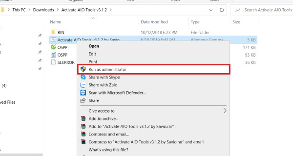 chạy activate aio tools v3