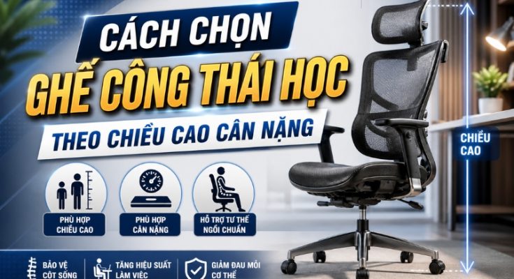 cách chọn ghế công thái học theo chiều cao cân nặng